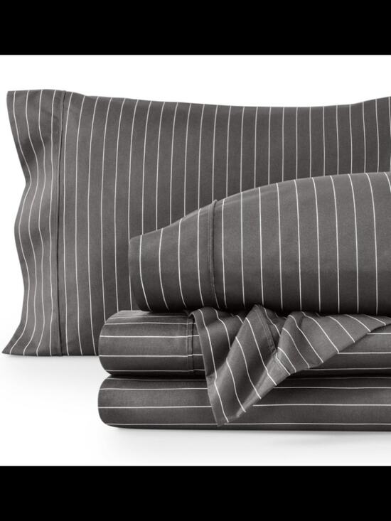 Bare Home Other - Bare Home Charcoal Pinstripe Cotton Sheet Set - Soft Bedding